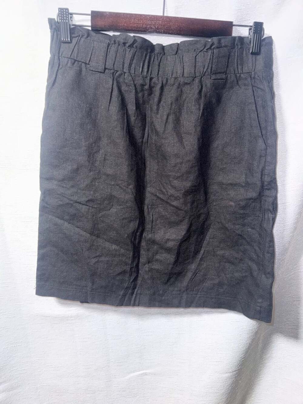Jules & Leopold Casual Black Linen Blend Elastic Waist Mini Skirt